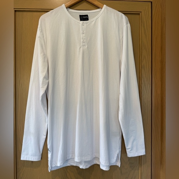 Cuts Pyca Pro Clothing Classic White Long Sleeve Henley Split-Hem Pullover / xlg - Picture 1 of 8